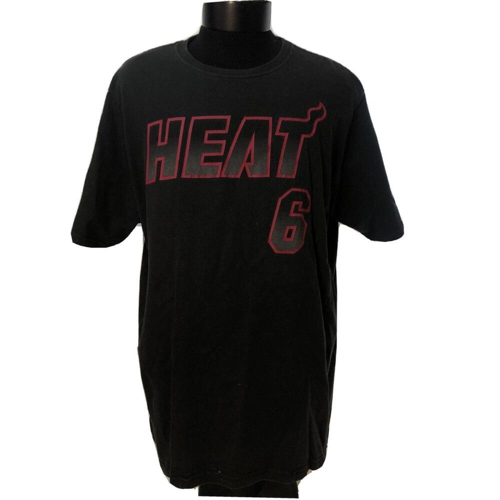 Miami Heat Lebron James 6 Tee Black Xl Mens Shirt 7D